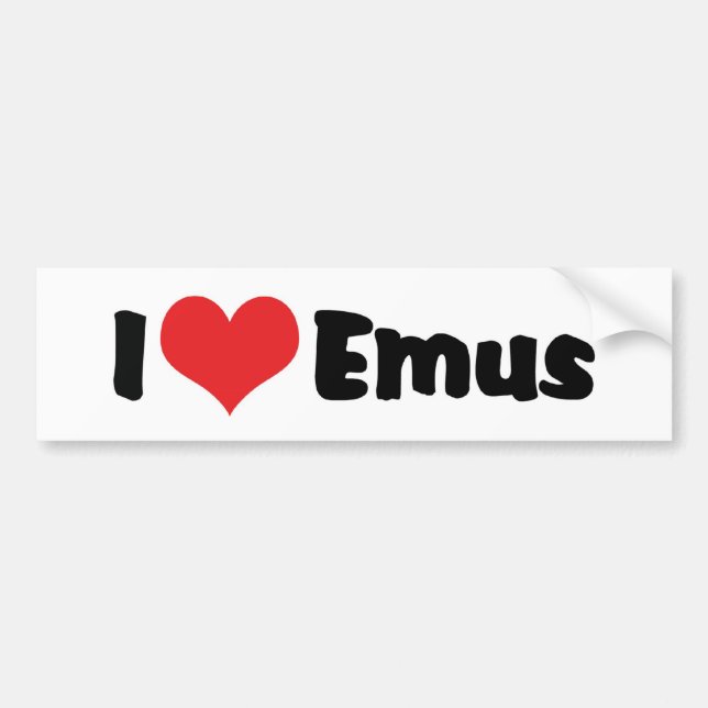 I Love Heart Emus - Emu & Ostrich Lover Bumper Sticker (Front)
