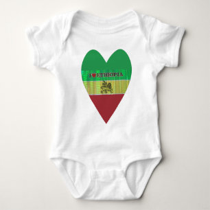 I Love Heart Ethiopia: Flag Art Motif Baby Bodysuit