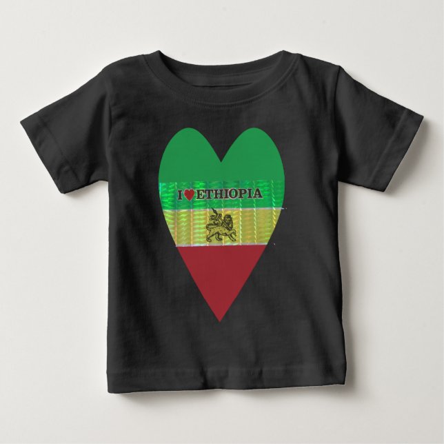 I Love Heart Ethiopia: Flag Art Motif Baby T-Shirt (Front)