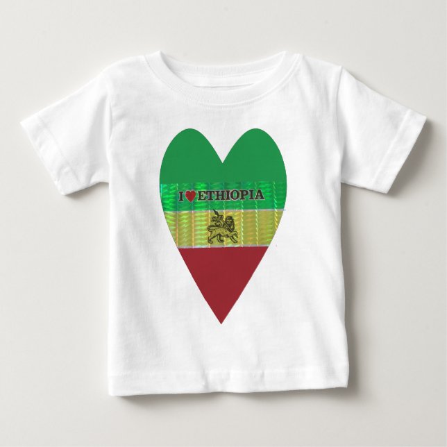 I Love Heart Ethiopia: Flag Art Motif Baby T-Shirt (Front)