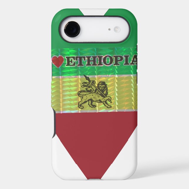 I Love Heart Ethiopia: Flag Art Motif Case-Mate iPhone Case (Back)