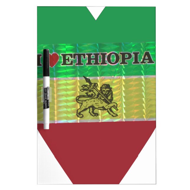 I Love Heart Ethiopia: Flag Art Motif Dry-Erase Board (Front)