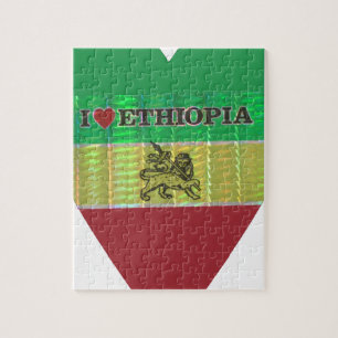 I Love Heart Ethiopia: Flag Art Motif Jigsaw Puzzle