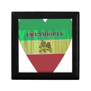 I Love Heart Ethiopia: Flag Art Motif Keepsake Box