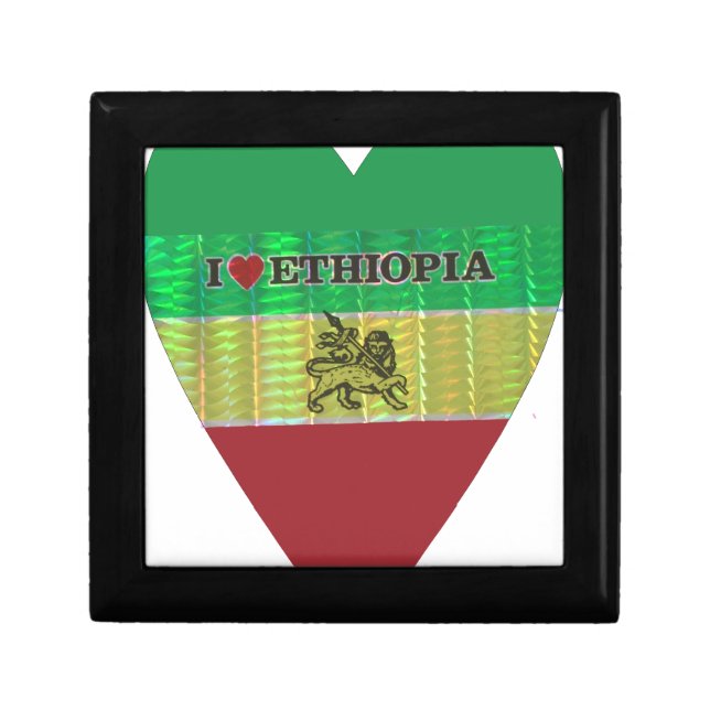 I Love Heart Ethiopia: Flag Art Motif Keepsake Box (Front)