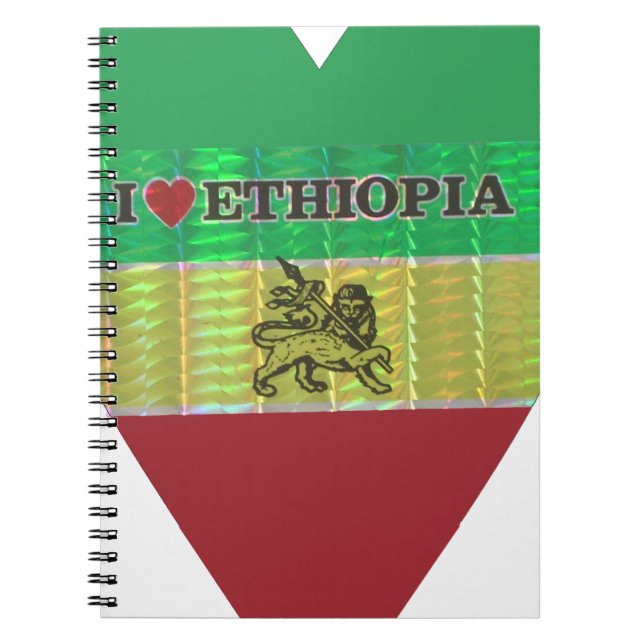 I Love Heart Ethiopia: Flag Art Motif Notebook (Front)