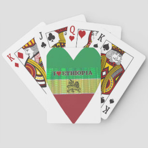 I Love Heart Ethiopia: Flag Art Motif Poker Cards