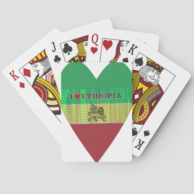 I Love Heart Ethiopia: Flag Art Motif Poker Cards (Back)