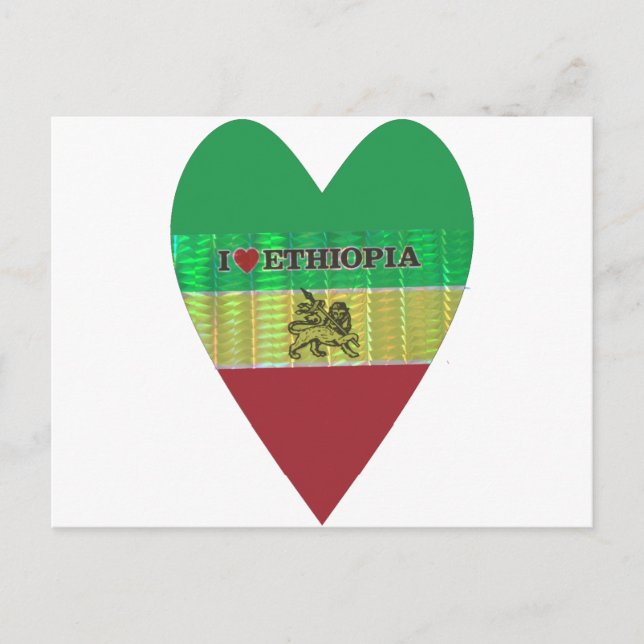 I Love Heart Ethiopia: Flag Art Motif Postcard (Front)