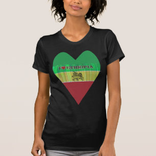 I Love Heart Ethiopia: Flag Art Motif T-Shirt