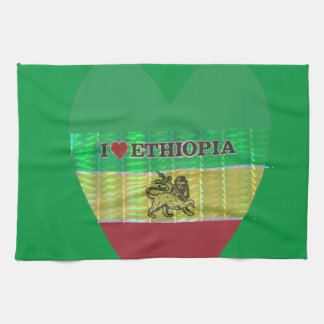 I Love Heart Ethiopia: Flag Art Motif Towel