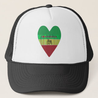 I Love Heart Ethiopia: Flag Art Motif Trucker Hat