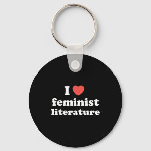 I Love Heart Feminist Literature Keychain