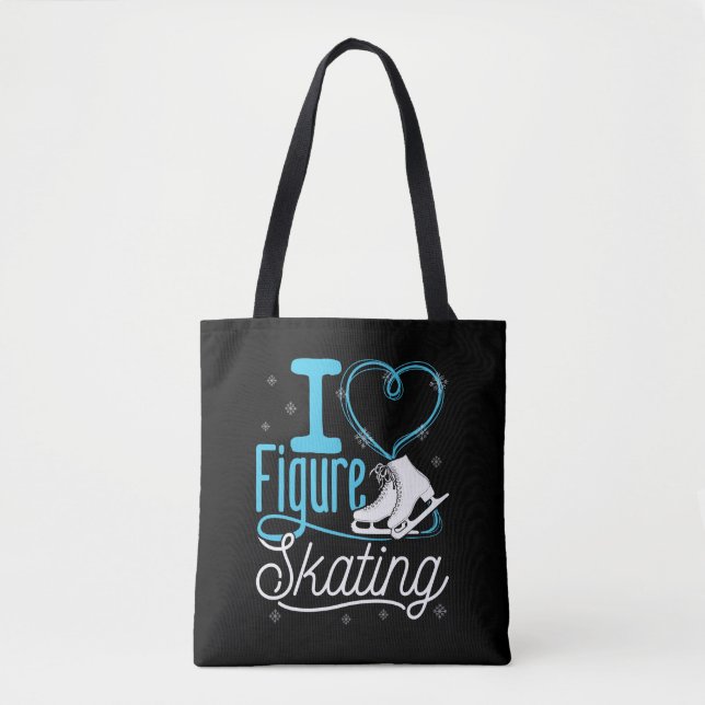 I Love Heart Figure Skating Tote Bag (Front)