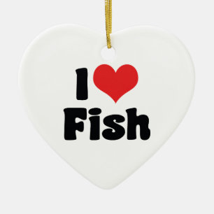 I Love Heart Fish - Aquarium Lovers Ceramic Ornament