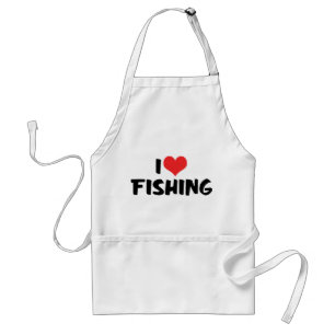 I Love Heart Fishing Adult Apron