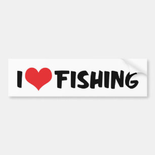 I Love Heart Fishing Bumper Sticker