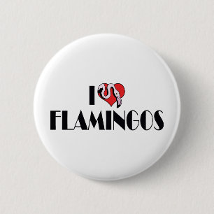 I Love Heart Flamingos - Pink Flamingo Lovers Pinback Button