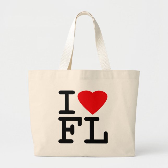 I Love Heart Florida Large Tote Bag (Front)