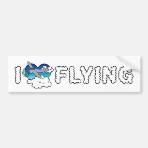 I Love Heart Flying - Airplane Lover Bumper Sticker