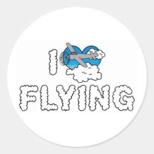 I Love Heart Flying - Airplane Lover Classic Round Sticker