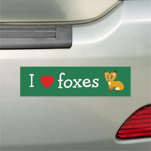 I Love  Heart Foxes Cute Scruffy Fox Car Magnet