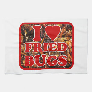 I Love (Heart) Fried Bugs / Edible Insects Towel
