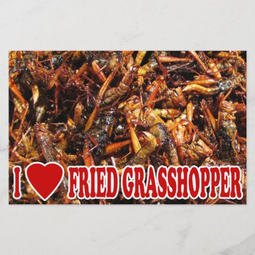 I Love Heart Fried Grasshopper Stationery