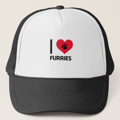 I Love Heart Furries Furry Paw Print Cute Animals Trucker Hat