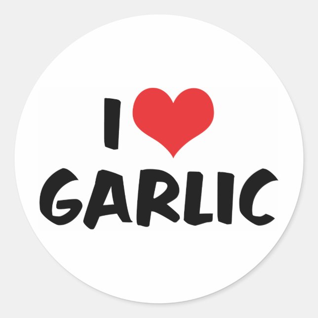 I Love Heart Garlic - Stinking Rose Lover Classic Round Sticker (Front)