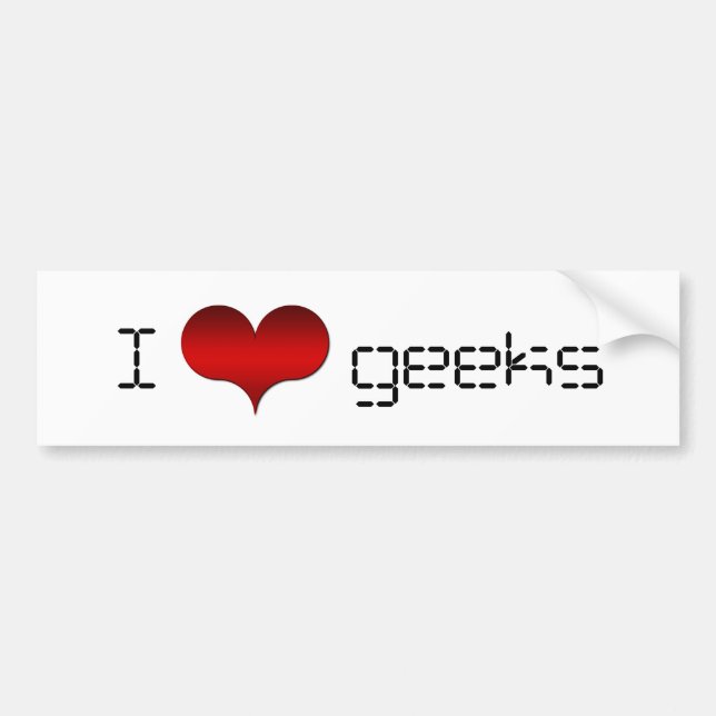 I Love (Heart) Geeks Bumper Sticker (Front)