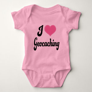 I Love (Heart) Geocaching Baby Bodysuit