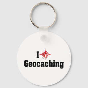 I Love Heart Geocaching - Treasure Hunter Keychain