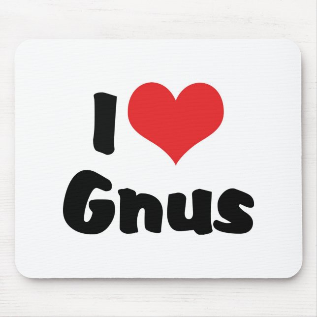 I Love Heart Gnus Mouse Pad (Front)