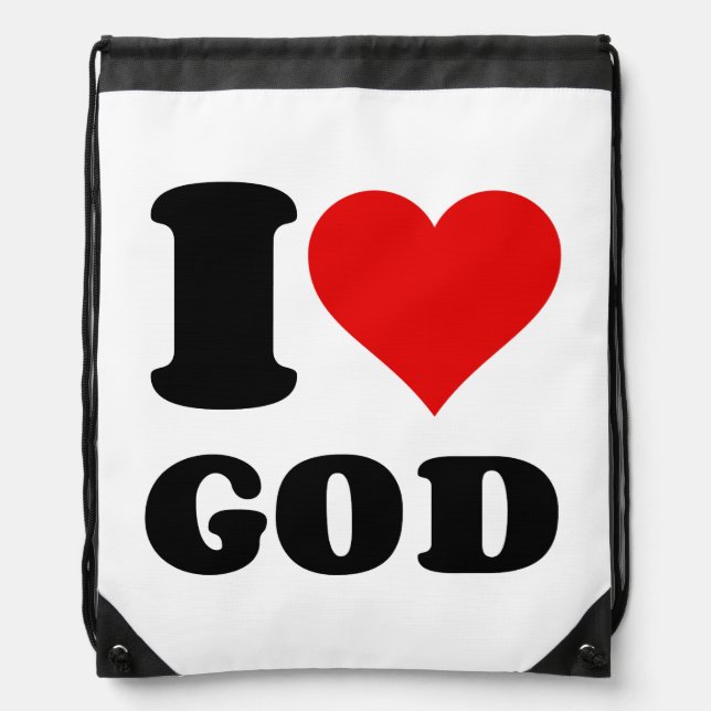I LOVE HEART GOD DRAWSTRING BAG (Front)