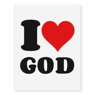 I LOVE HEART GOD TEMPORARY TATTOOS