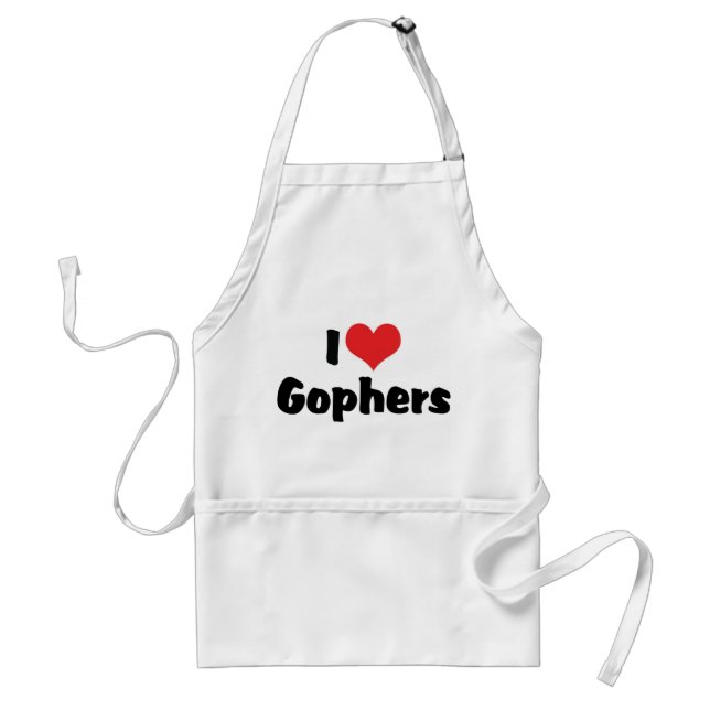 I Love Heart Gophers Adult Apron (Front)