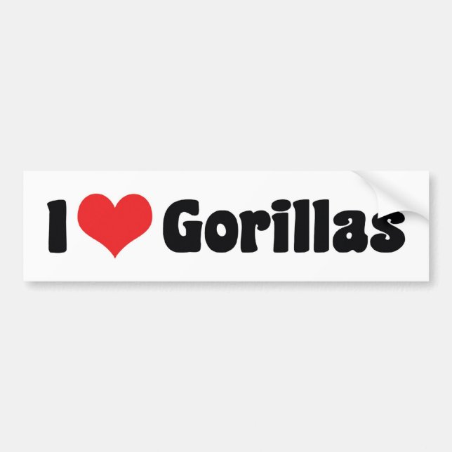 I Love Heart Gorillas - Gorilla Lover Bumper Sticker (Front)