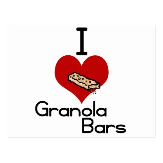 I love-heart granola bars postcard