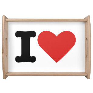 I Love Heart Graphic Classic Minimalist Serving  Tray