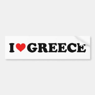 I Love Heart Greece Red Heart Travel Souvenir Bumper Sticker
