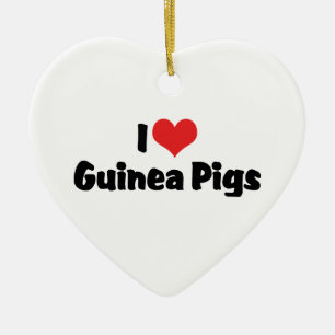 I Love Heart Guinea Pigs Ceramic Ornament