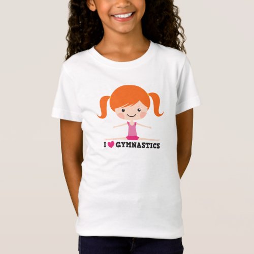 I love heart gymnastics cartoon girl side split T_Shirt