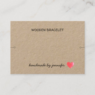 I love Heart Handmade By Name Bracelet Holder Cute Business Card