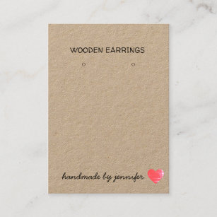 I love Heart Handmade By Name Earrings Holder Business Card