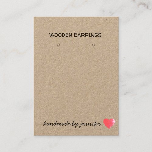 I love Heart Handmade By Name Earrings Holder Business Card