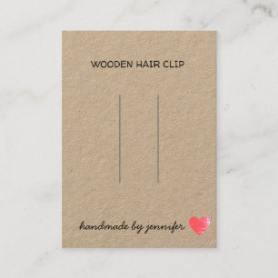 I love Heart Handmade By Name Hair Clip Holder Business Card