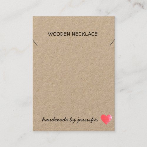 I love Heart Handmade By Name Necklace Holder Cute Business Card