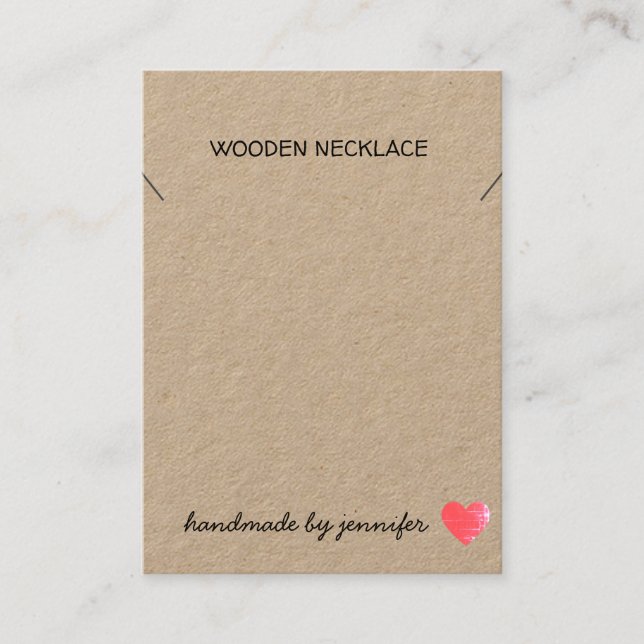 I love Heart Handmade By Name Necklace Holder Cute Business Card (Front)