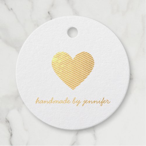 I love Heart Handmade By Tank You Gold Foil Simple Foil Favor Tags